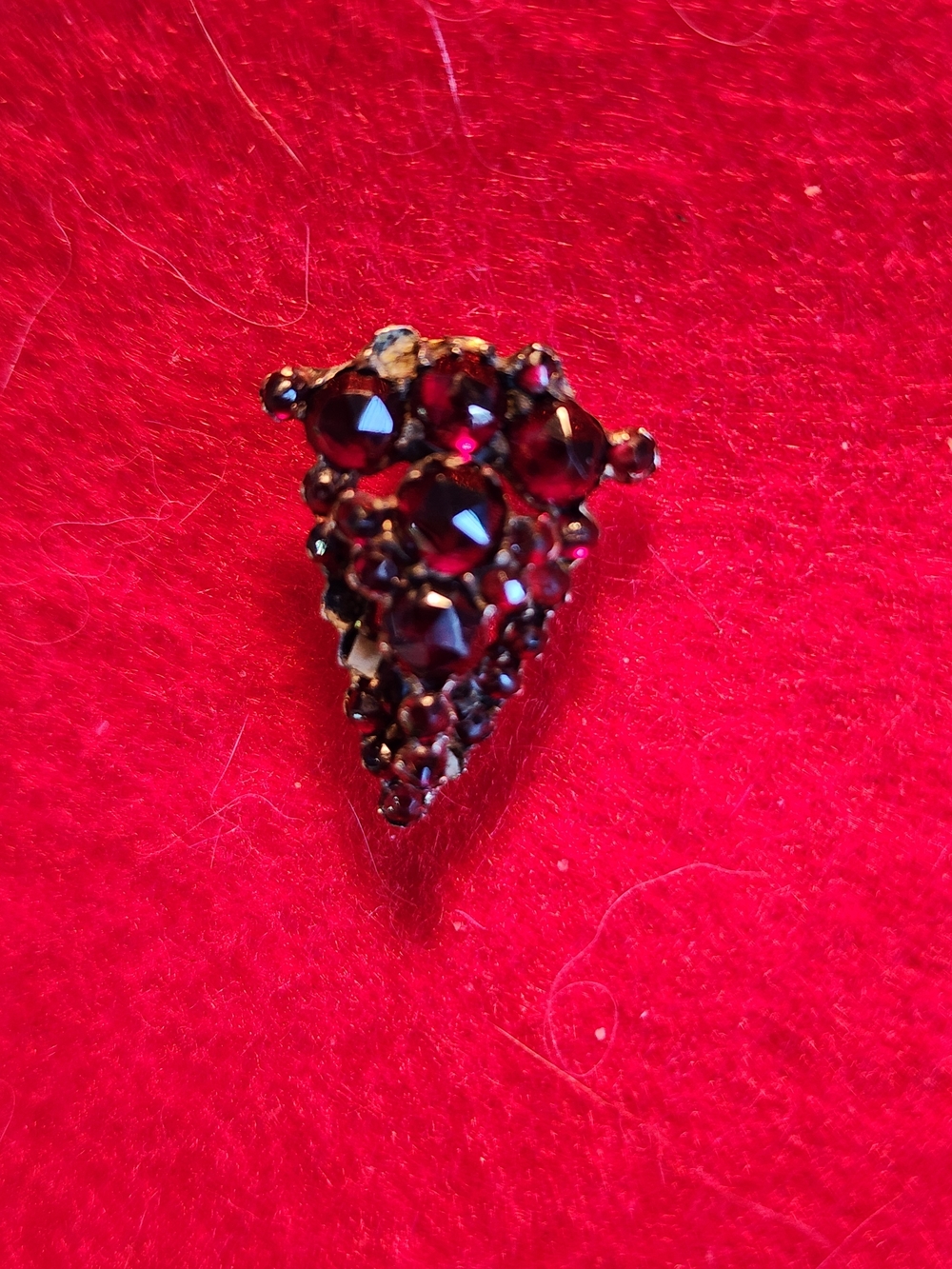 Antique Deep Red Garnet Cluster Statement Brooch